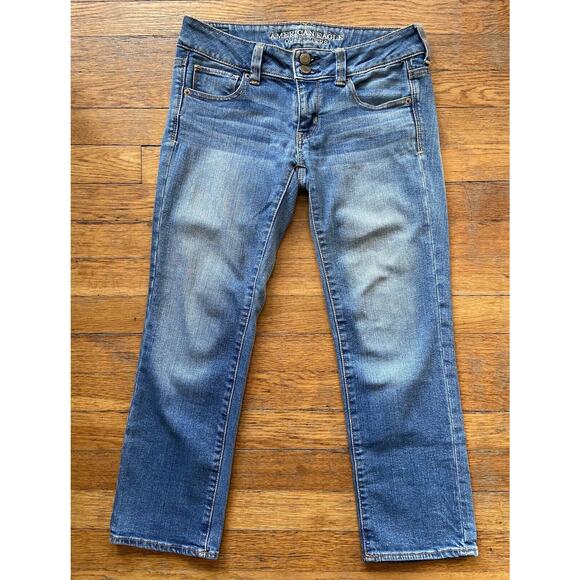 AMERICAN EAGLE OUTFITTERS ‘Artist Crop Stretch’ Low-Rise Jeans sz 2 - Picture 1 of 10